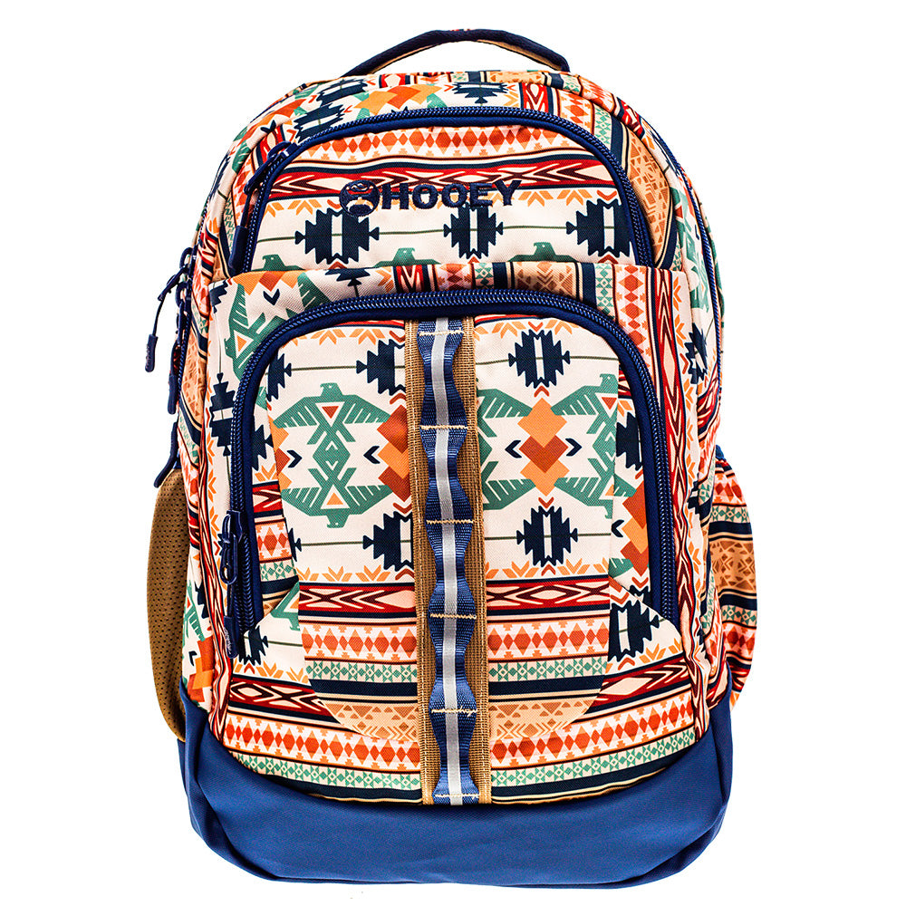 "Ox" Hooey Backpack Tan & Blue w/Aztec