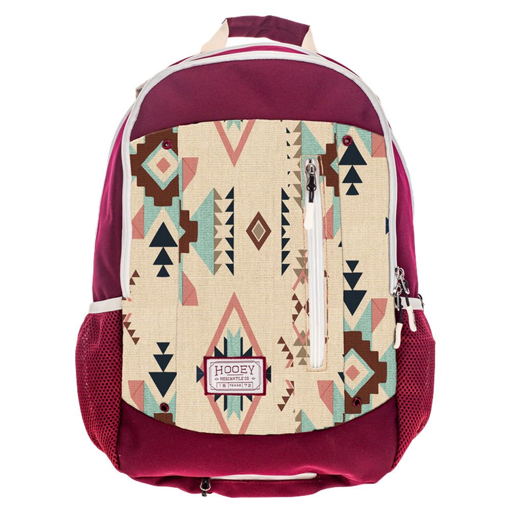 "Rockstar" Backpack Cream & Burgundy Aztec