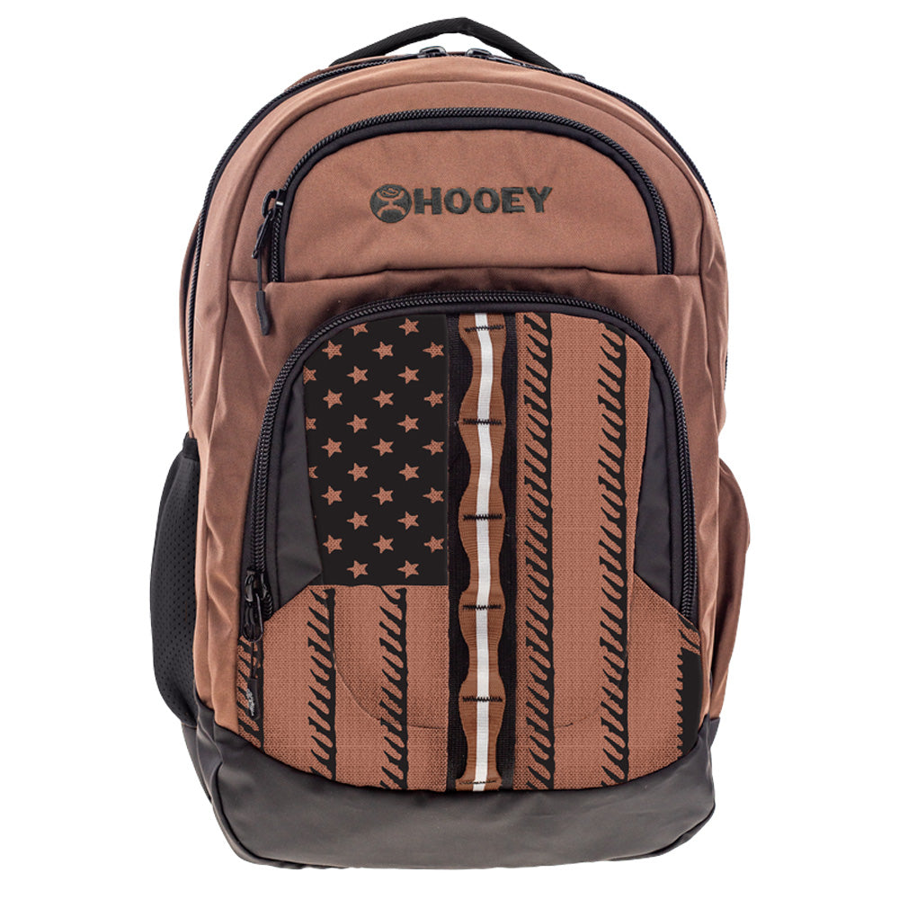 "Ox" Hooey Backpack Black & Brown w/Flag