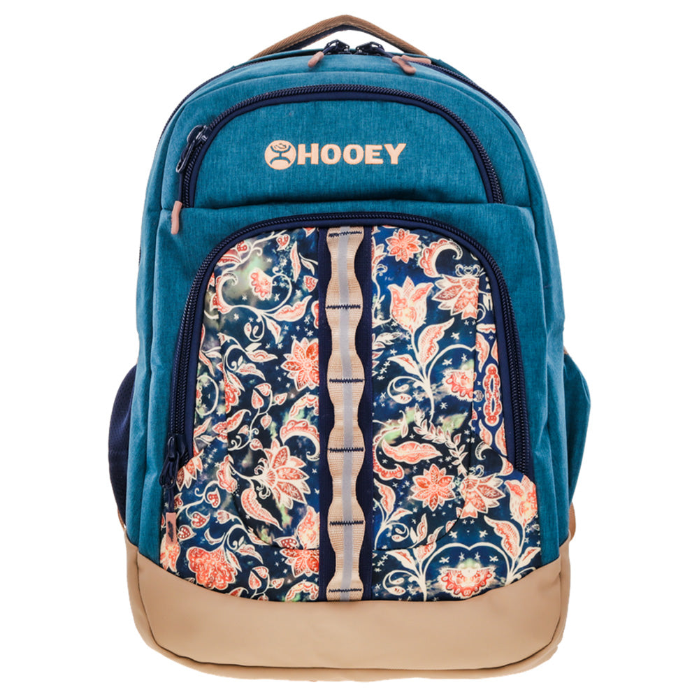 "Ox" Hooey Backpack Teal & Tan w/ Floral Print