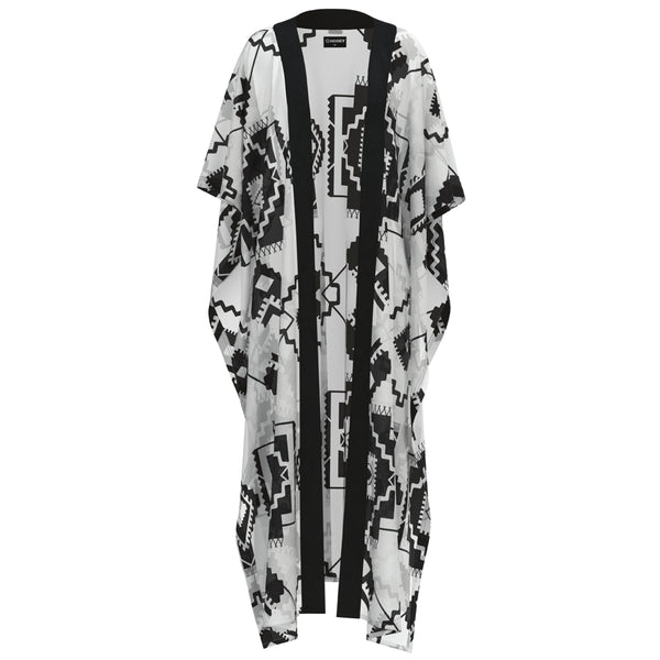 black and white Aztec pattern kimono