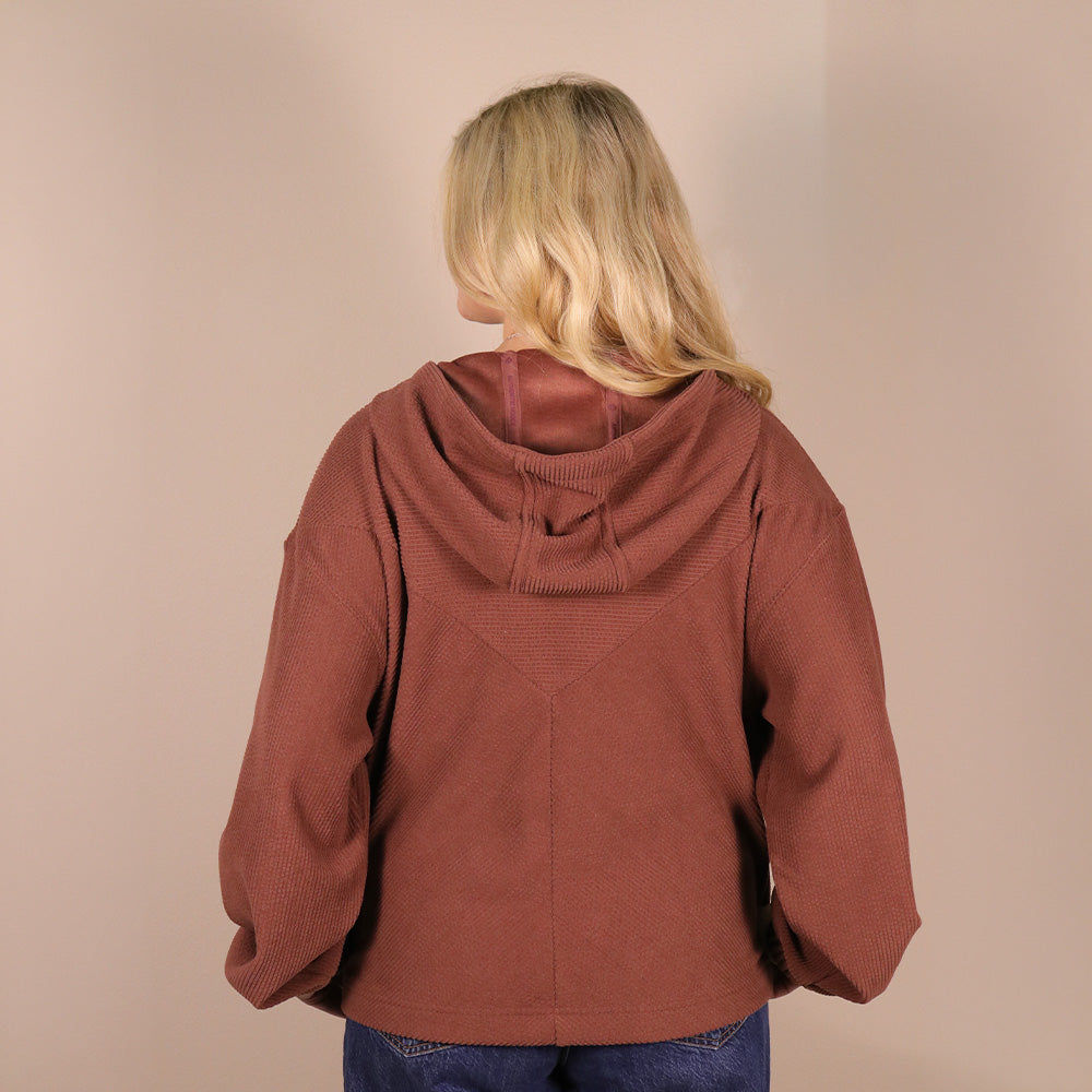 Cowgirl Corduroy 1/4 Zip Hoody Maroon