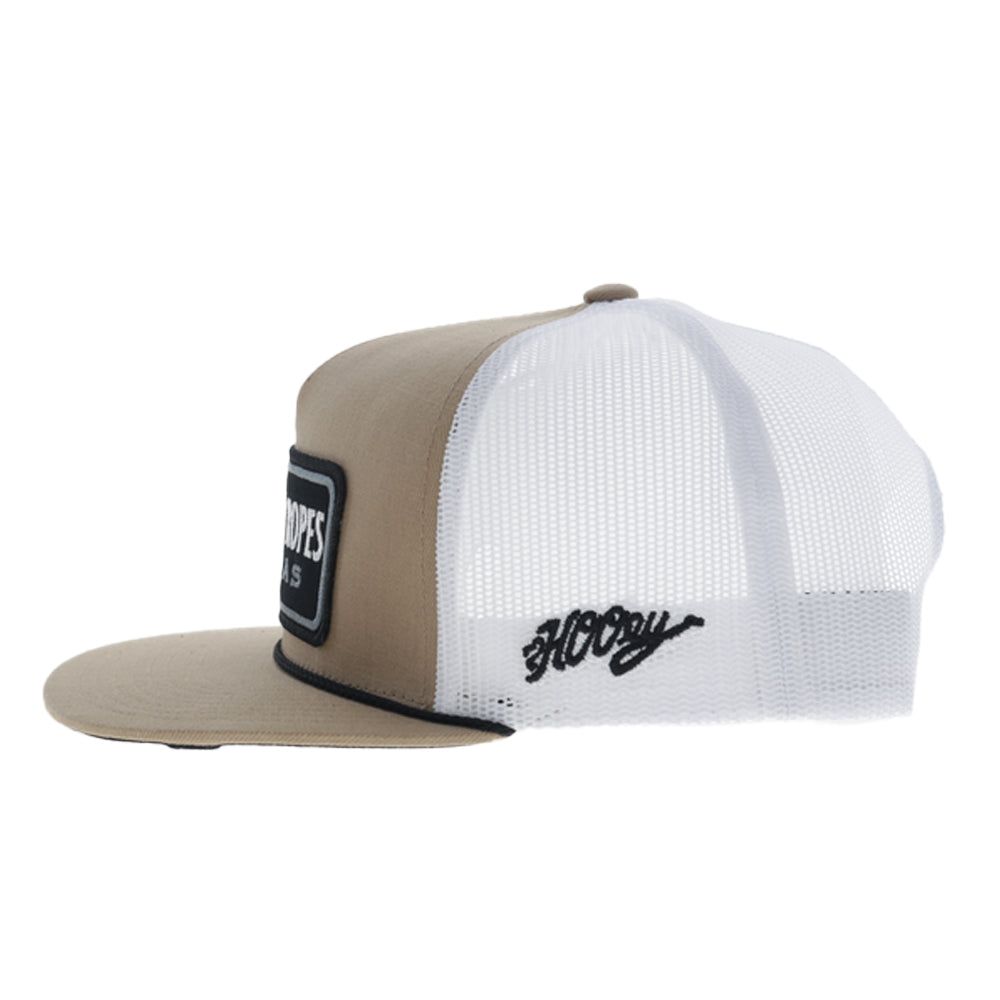 CR128 Cactus Ropes 5-Panel Trucker Snapback Hat Tan/White