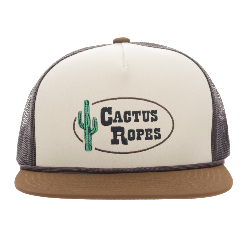 CR130 Cactus Ropes 5-Panel Trucker Snapback Hat Tan/Brown