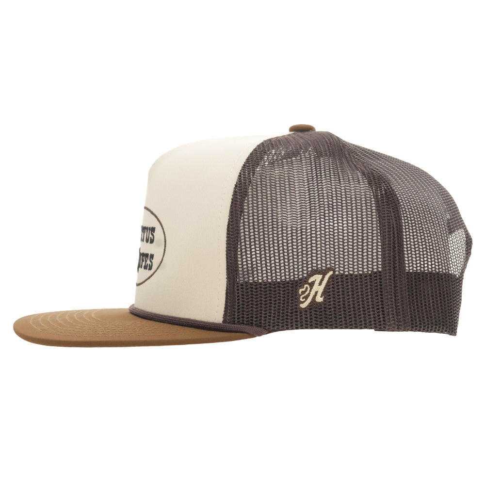 CR130 Cactus Ropes 5-Panel Trucker Snapback Hat Tan/Brown