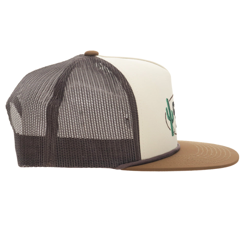 CR130 Cactus Ropes 5-Panel Trucker Snapback Hat Tan/Brown