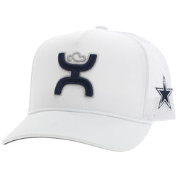 "Dallas Cowboys" Hat White w/Navy & Grey Hooey Logo