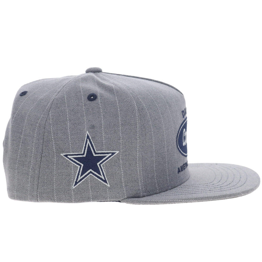 Dallas Cowboys 5-Panel Full Surround Hat Grey/White Pinstriped