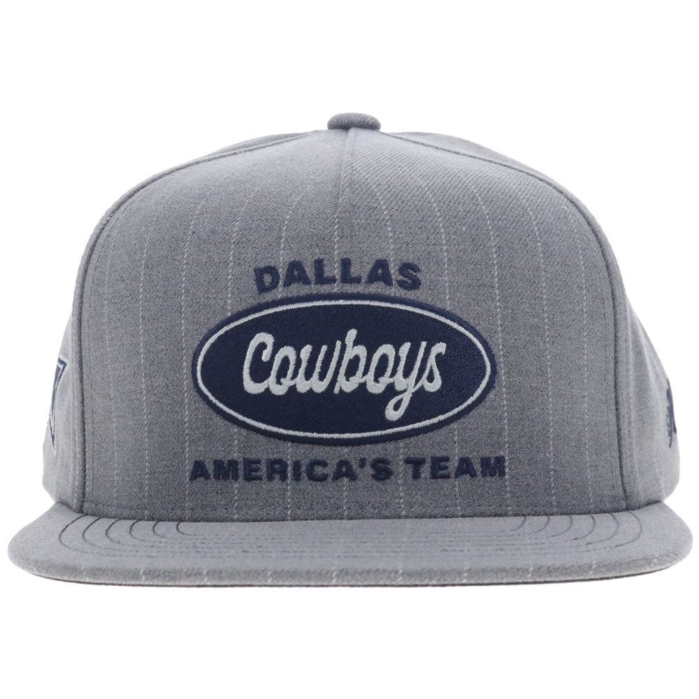 Dallas Cowboys 5-Panel Full Surround Hat Grey/White Pinstriped
