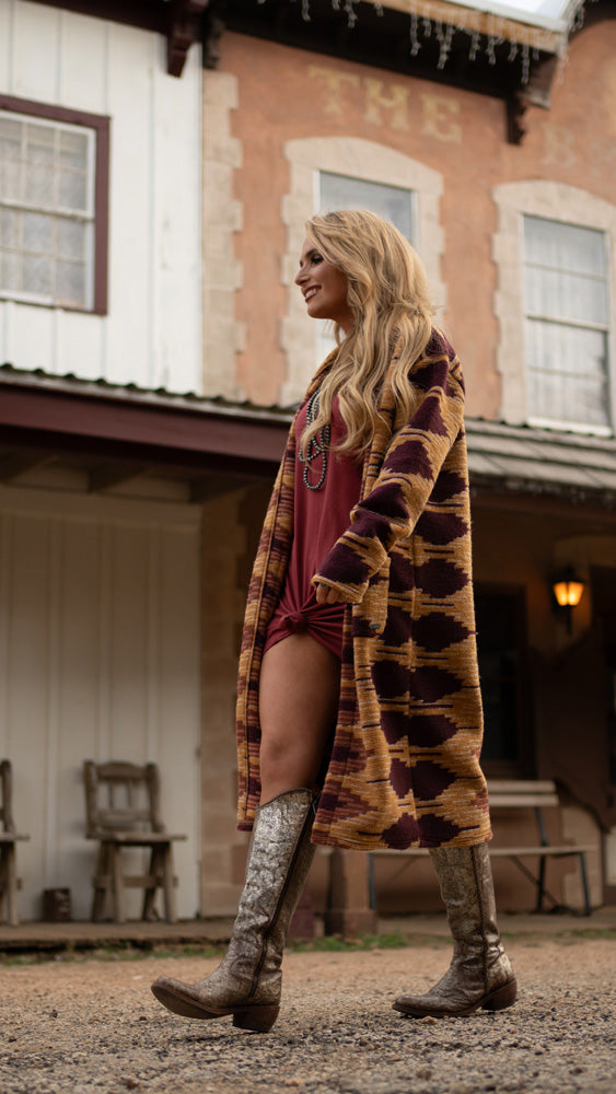 "Hooey Ladies Duster" Maroon/Brown