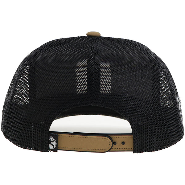 back of brown and black hat 