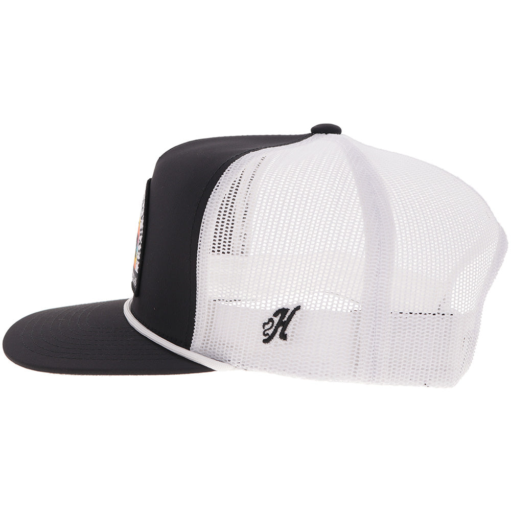 "Gruene Hall" Hat Black/White w/Multi Color Serape Patch