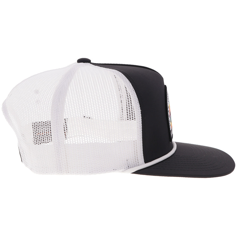 "Gruene Hall" Hat Black/White w/Multi Color Serape Patch