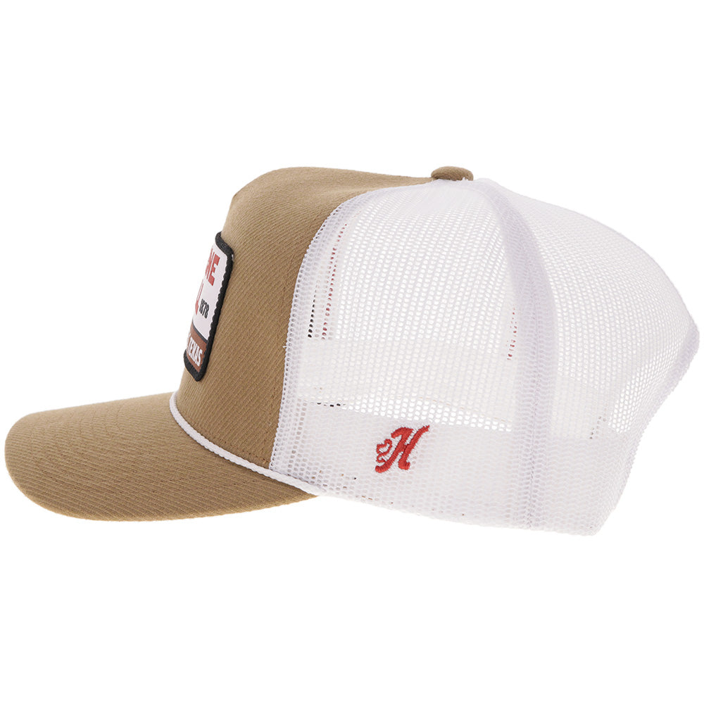 "Gruene Hall" Hat Tan/White w/White & Red Patch