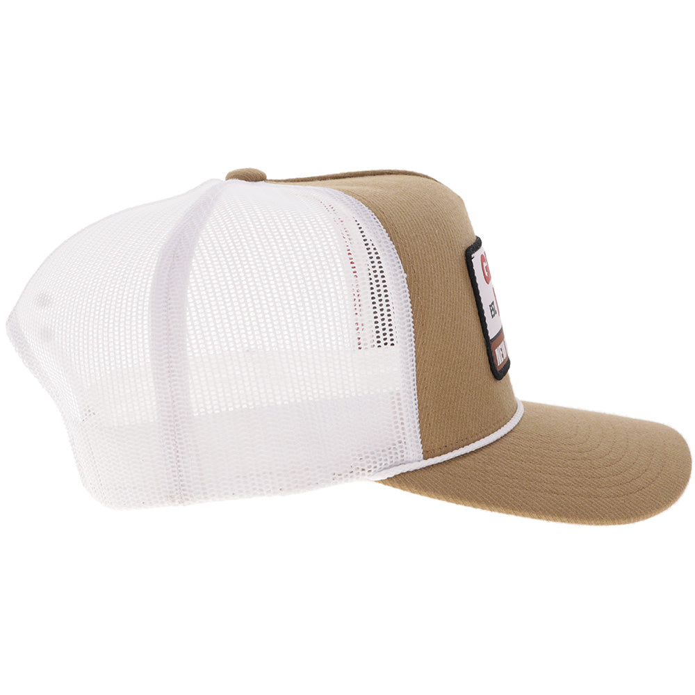 "Gruene Hall" Hat Tan/White w/White & Red Patch