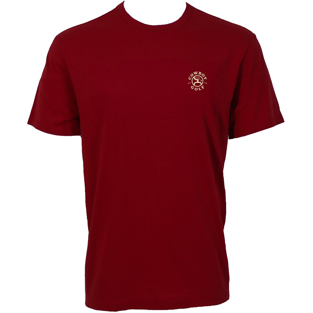 "Buckin' Round" Red Cowboy Golf T-shirt