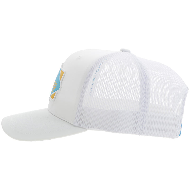 "Diamond" Hooey Hat White w/Blue/Yellow Patch