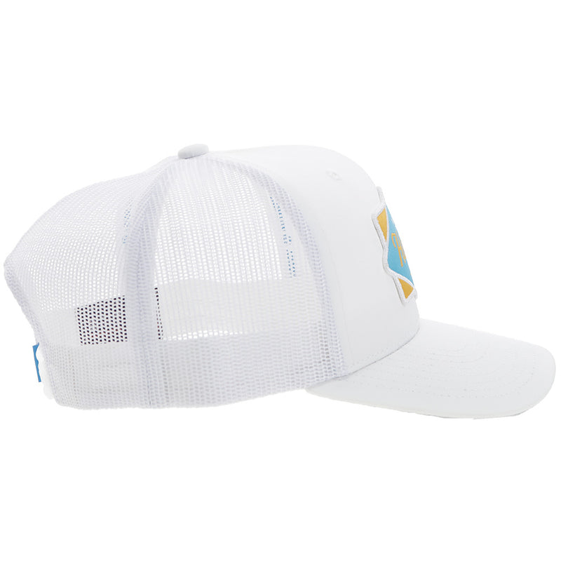 "Diamond" Hooey Hat White w/Blue/Yellow Patch