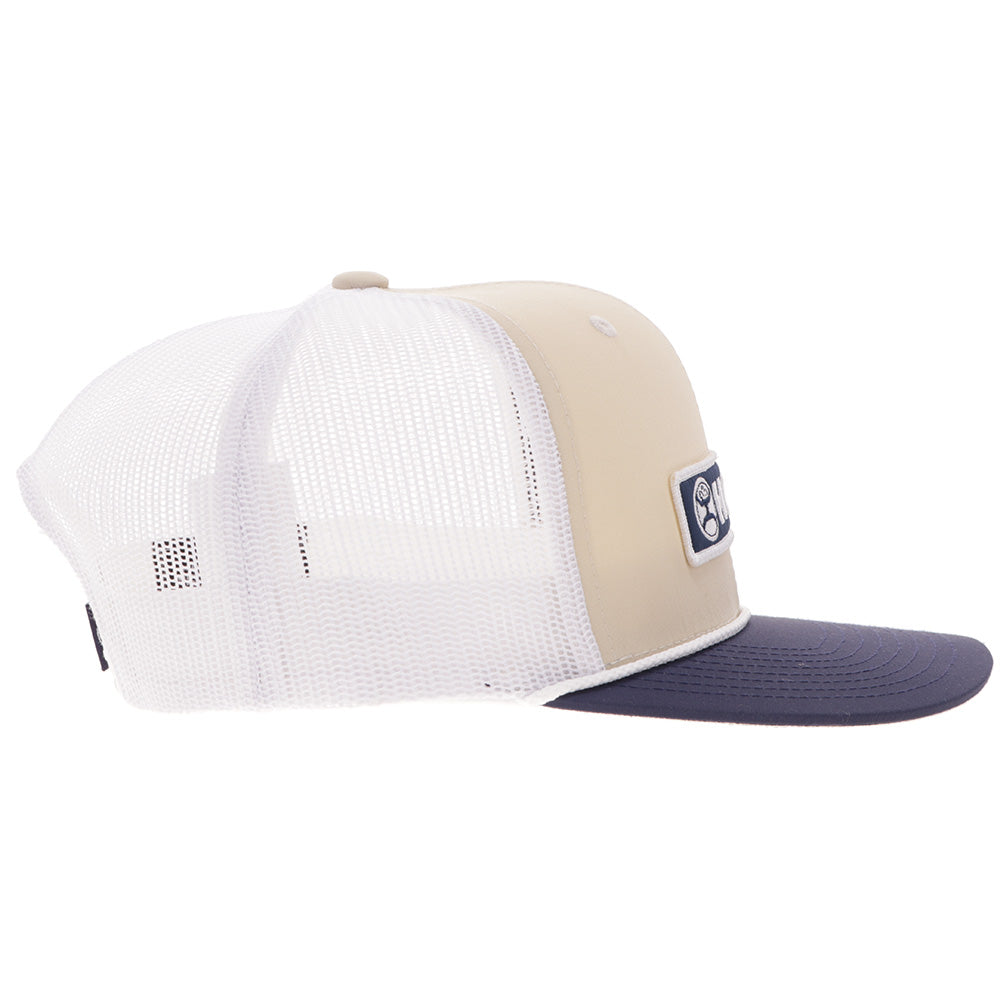 "Lock-Up" Hat Tan/ White w/Navy & White Patch