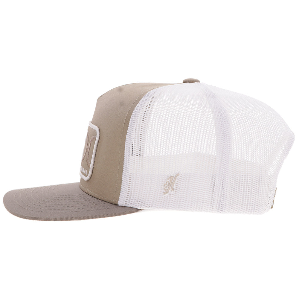"Loop" Hat Tan & White w/ Rectangle Patch
