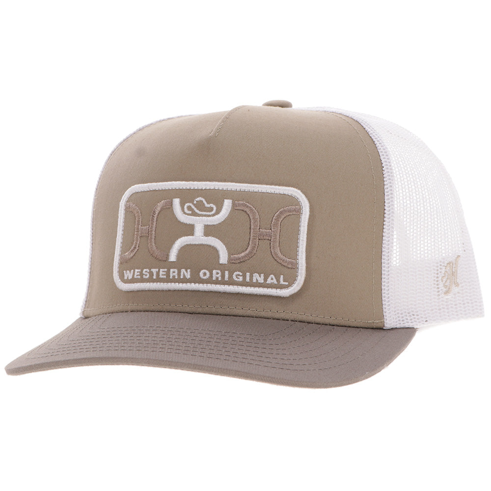 "Loop" Hat Tan & White w/ Rectangle Patch