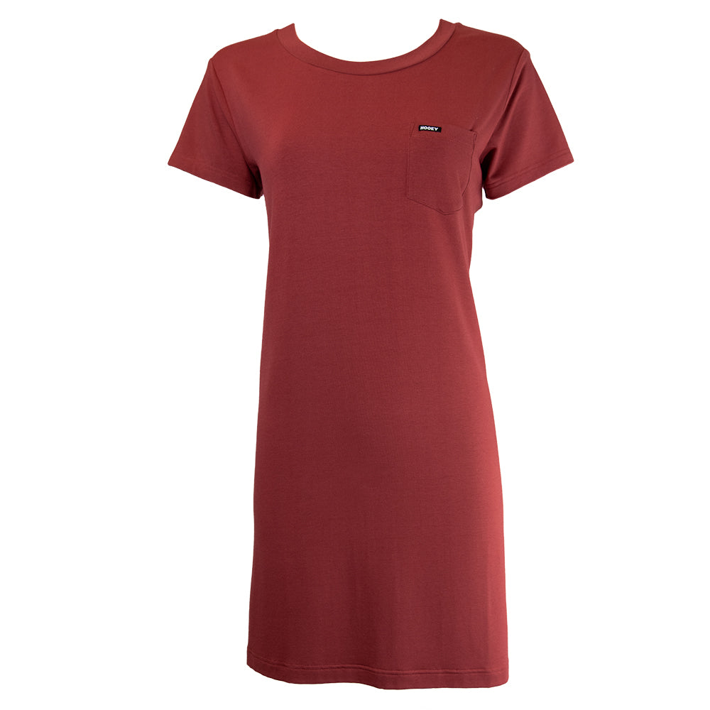 Hooey Women's Bamboo Pocket T-shirt Dress in Red Large