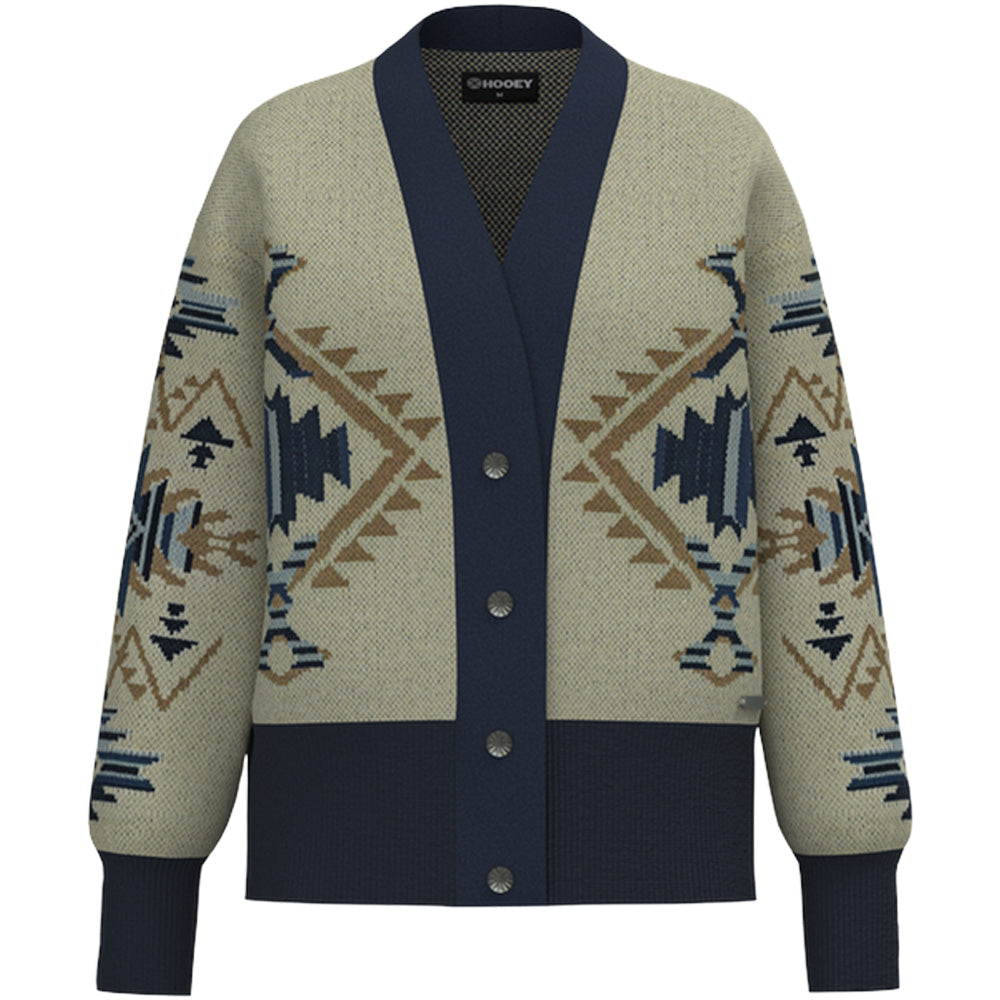 Cowgirl Button Up Cardigan Cream/Blue