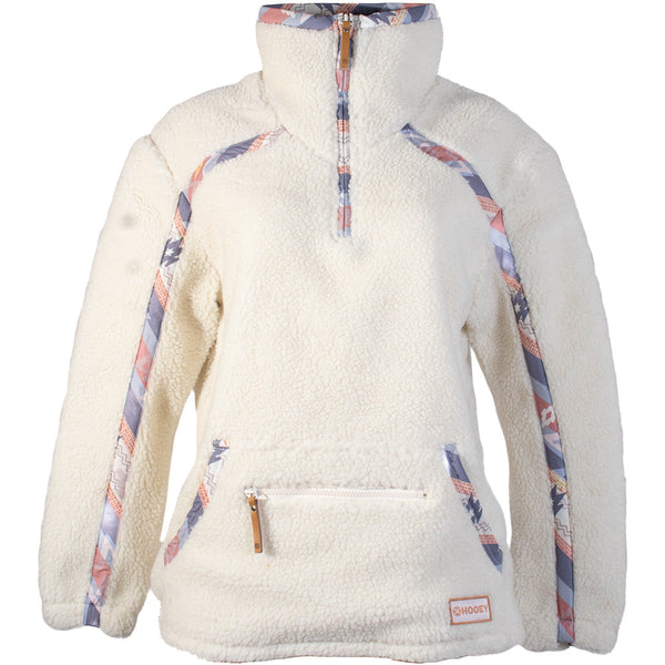 Youth Girls "Sherpa Pullover" Cream w/Pink & Aztec