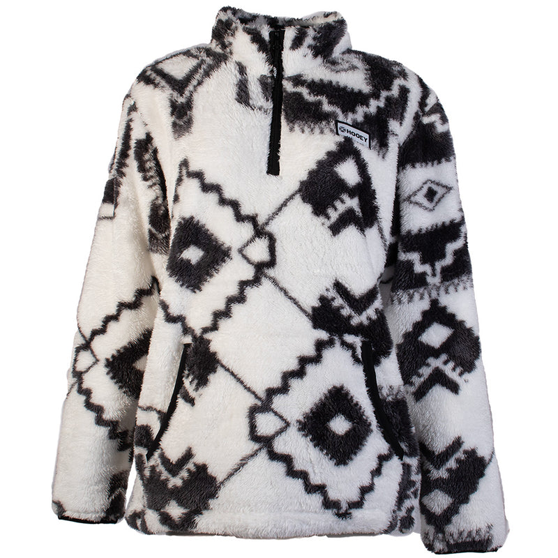 Youth "Girls Fleece Pullover" White/Black Aztec