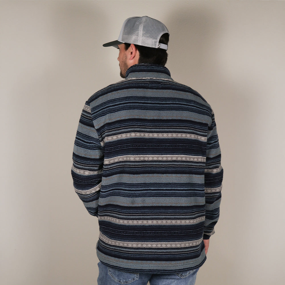 Bear Fleece Pullover Dark Grey/Blue Stripe