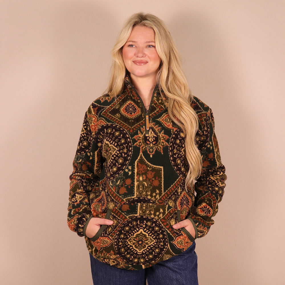 Kodi Fleece Pullover Dark Green/Paisley
