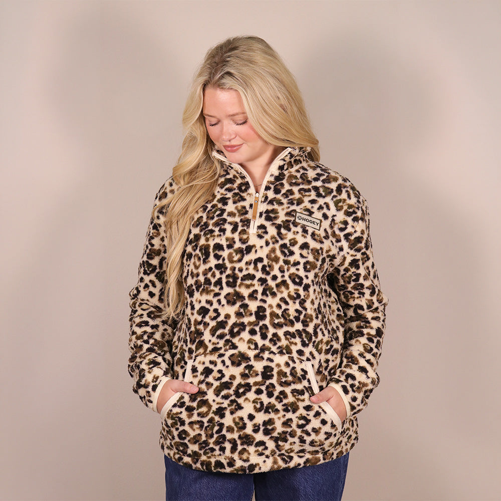 Kodi Fleece Pullover Tan/Leopard