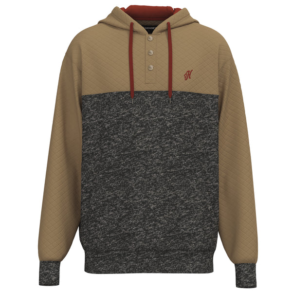 Jimmy asphalt with tan quilt detailing hoody