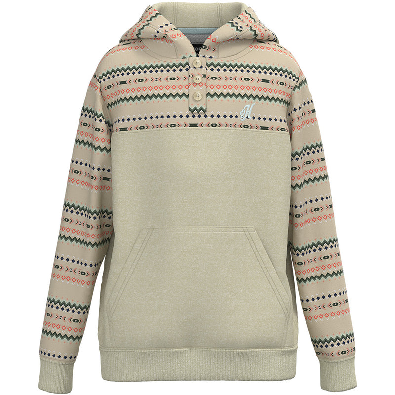 Youth Girls "Jimmy" Cream w/ Multi Color Aztec Hoody