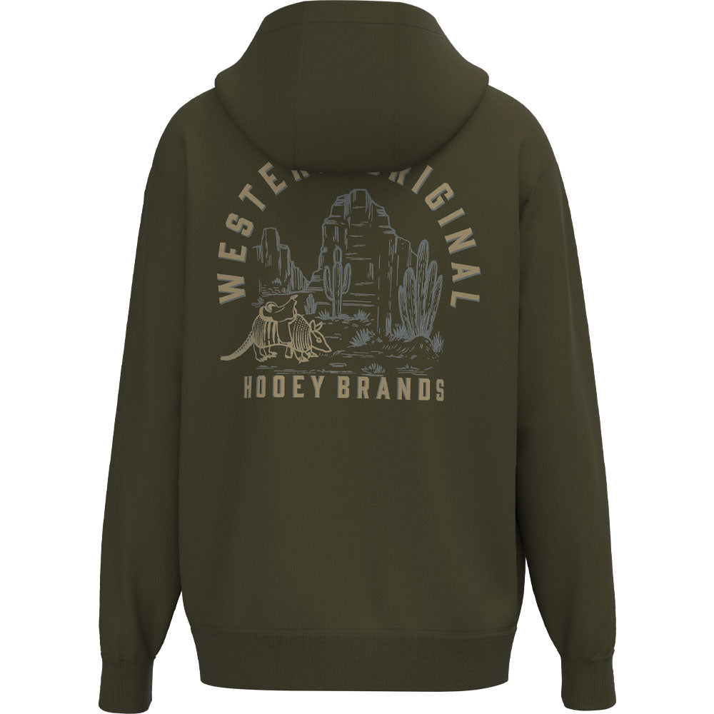 "Desert Dillo" Olive Green Western Original Landscape Logo Hoody