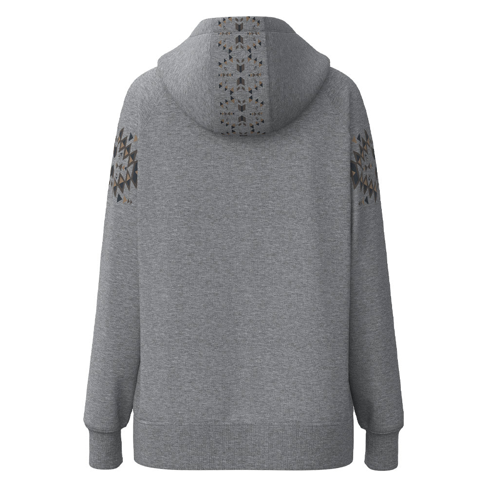 "Eldorado" Heather Grey w/Black & Tan Pattern Hoody