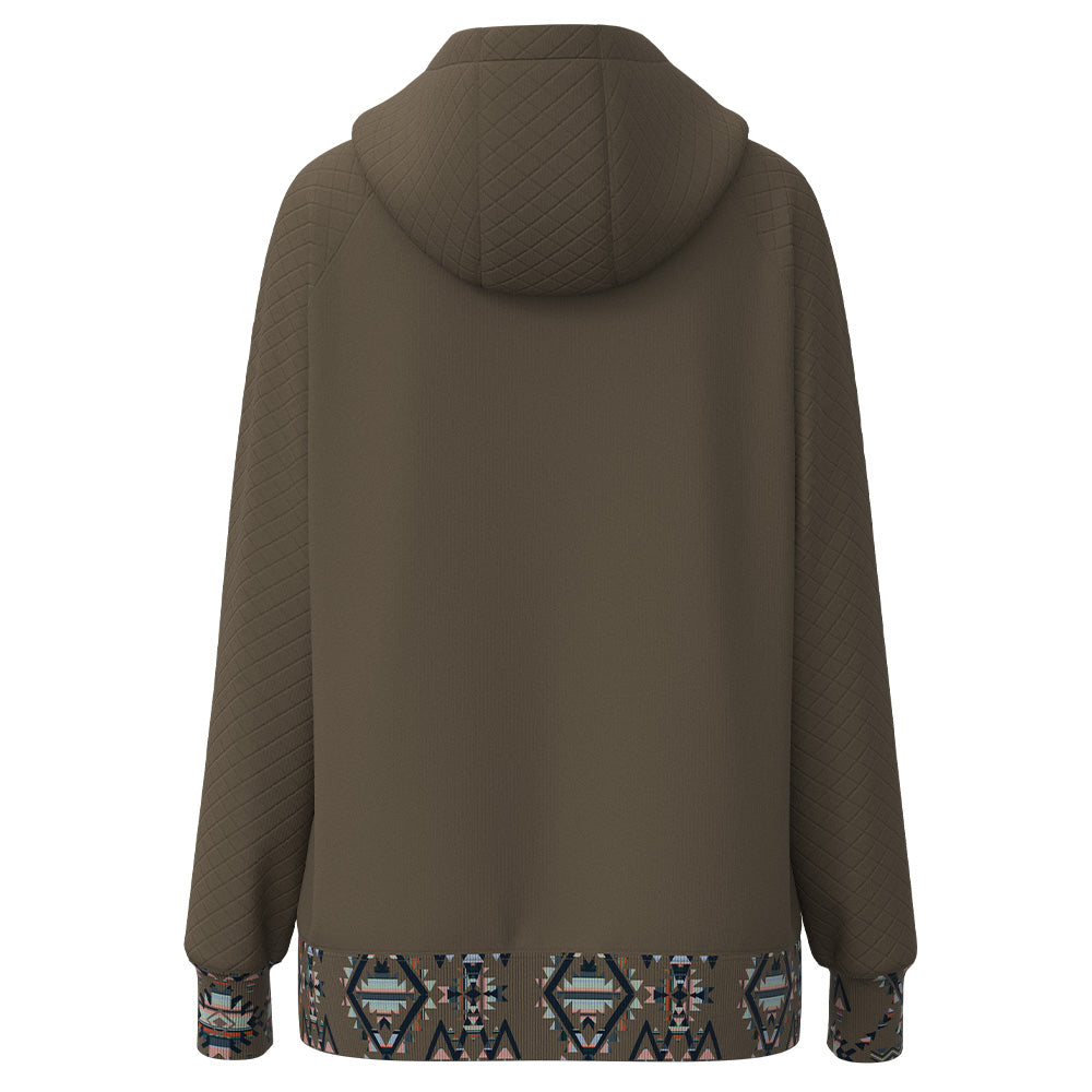 "Trophy" Brown Quilted w/Aztec Hoody