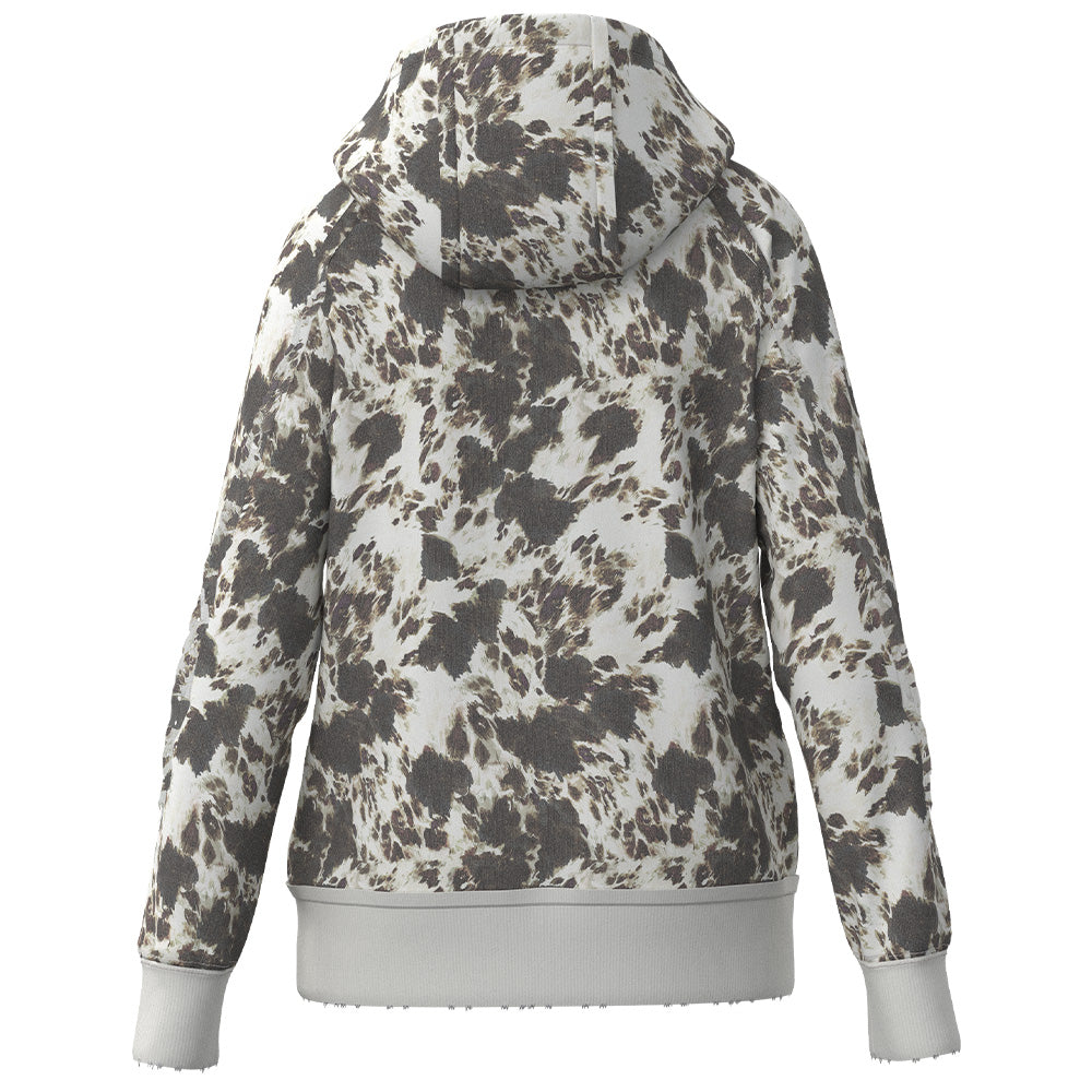 YOUTH "Fishtail" White/Brown Cow Print Hoody
