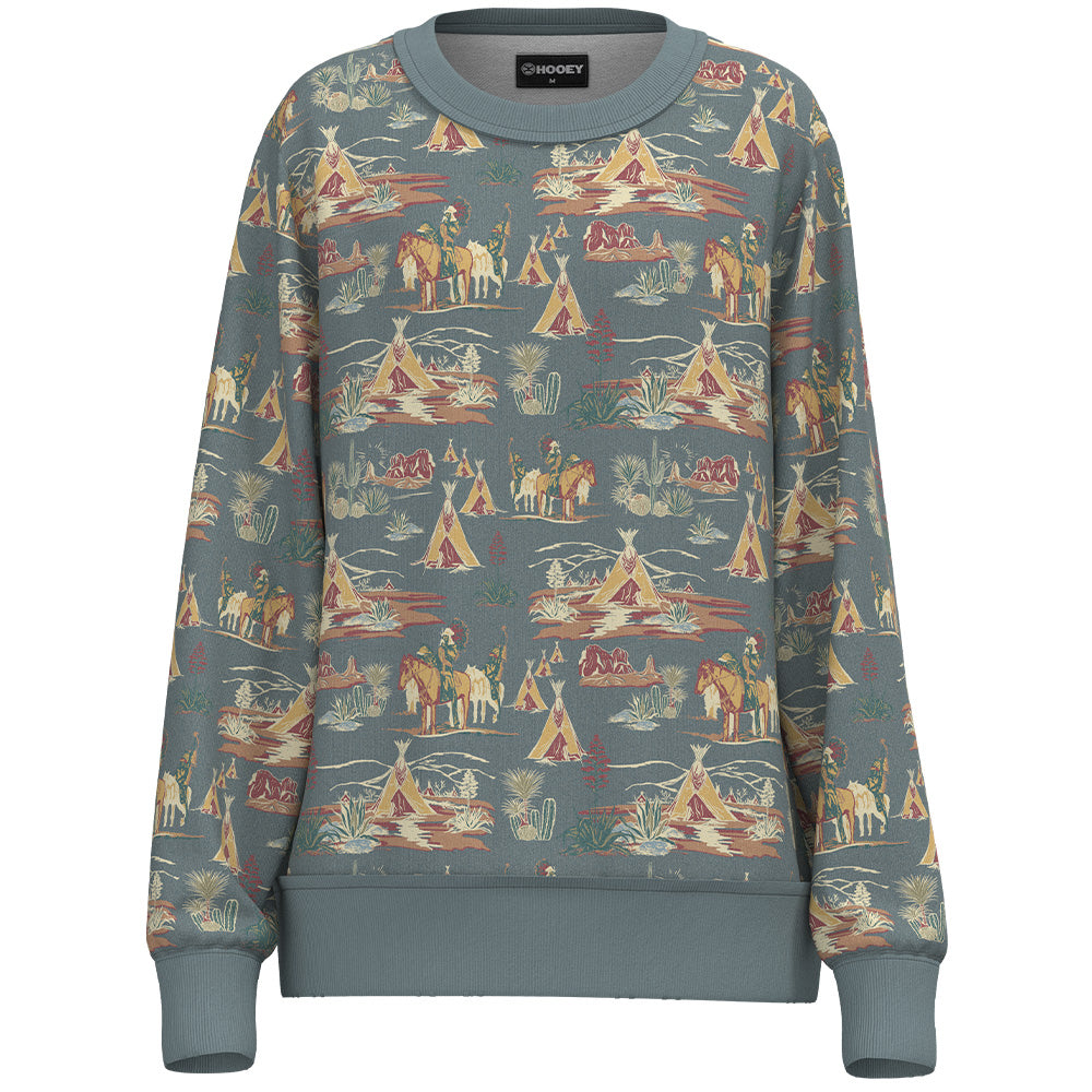 "Stallion Crew" Ladies Blue w/Stallian Pattern Logo Pullover