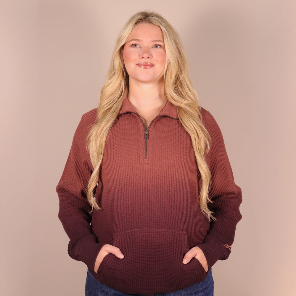 Mesa 1/4 Zip Pullover Ombre Maroon
