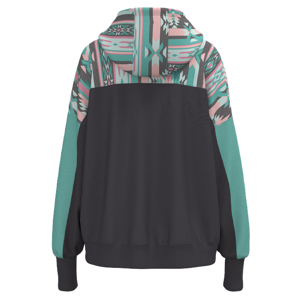 Casa Hoody Charcoal & Teal Aztec