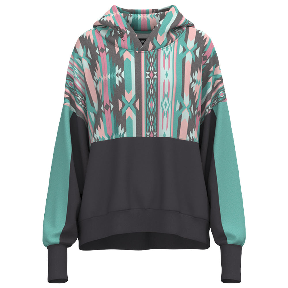 Casa Hoody Charcoal & Teal Aztec
