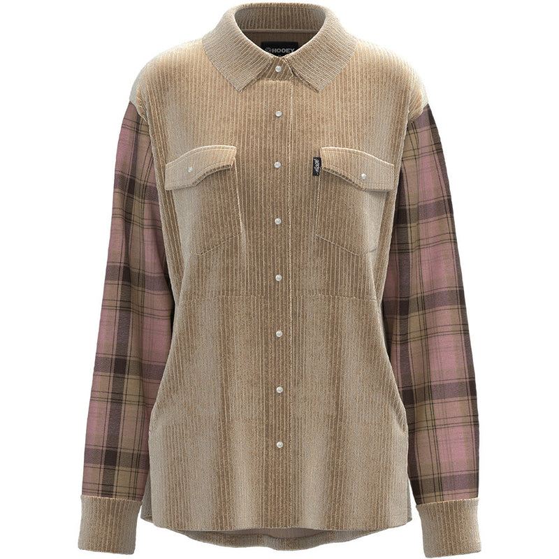 Youth Girls "Shacket" Tan/Pink w/Plaid Pattern