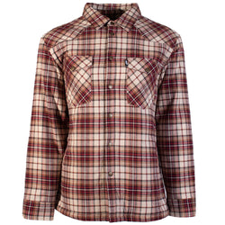 "Men's Flannel Jacket" Tan/Red Plaid w/Cream Sherpa