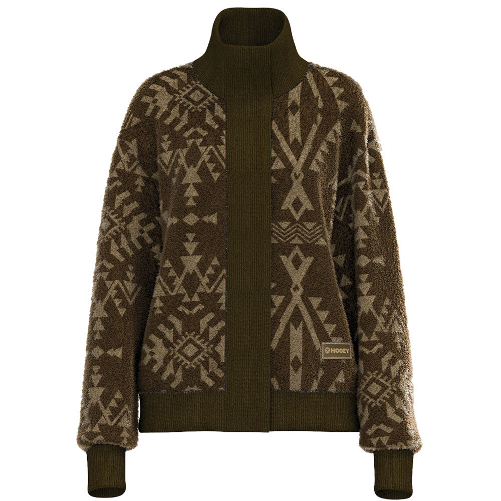 "Aspen" Brown Sherpa Jacket w/Tan Aztec