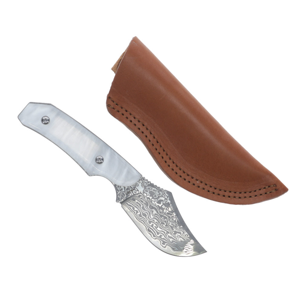 "Domino" White Skinner w/Damascus Blade