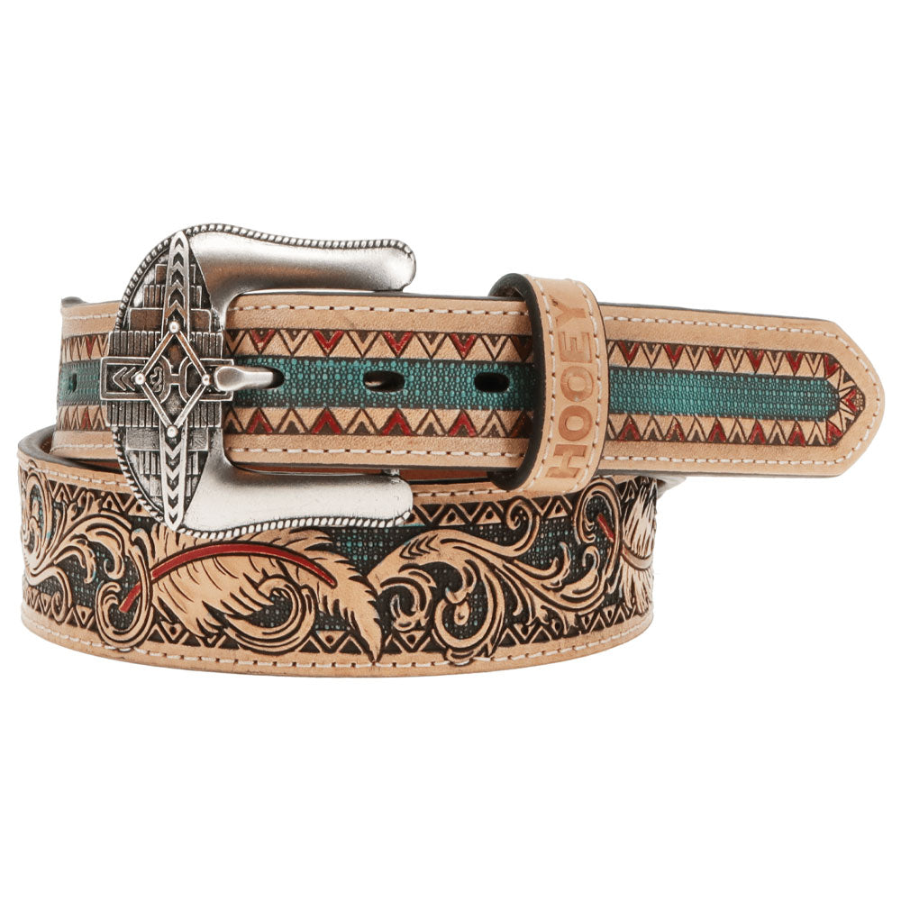 "War paint" Hooey Belt Natural/Turquoise/Red