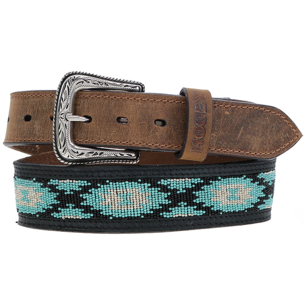 "Ware" Natural/Brown/Ivory w/ Turquoise Beaded Belt