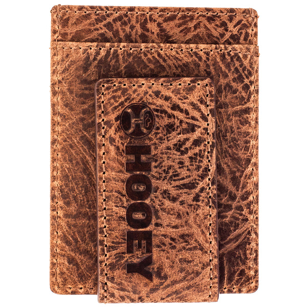 back of Hooey card wallet with money clip