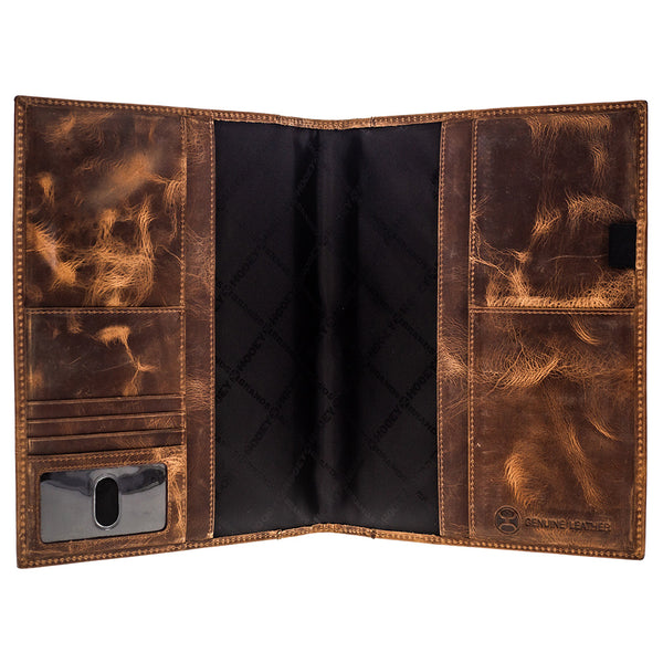 "Pecos" Leather Notebook Cover Black & Brown Aztec